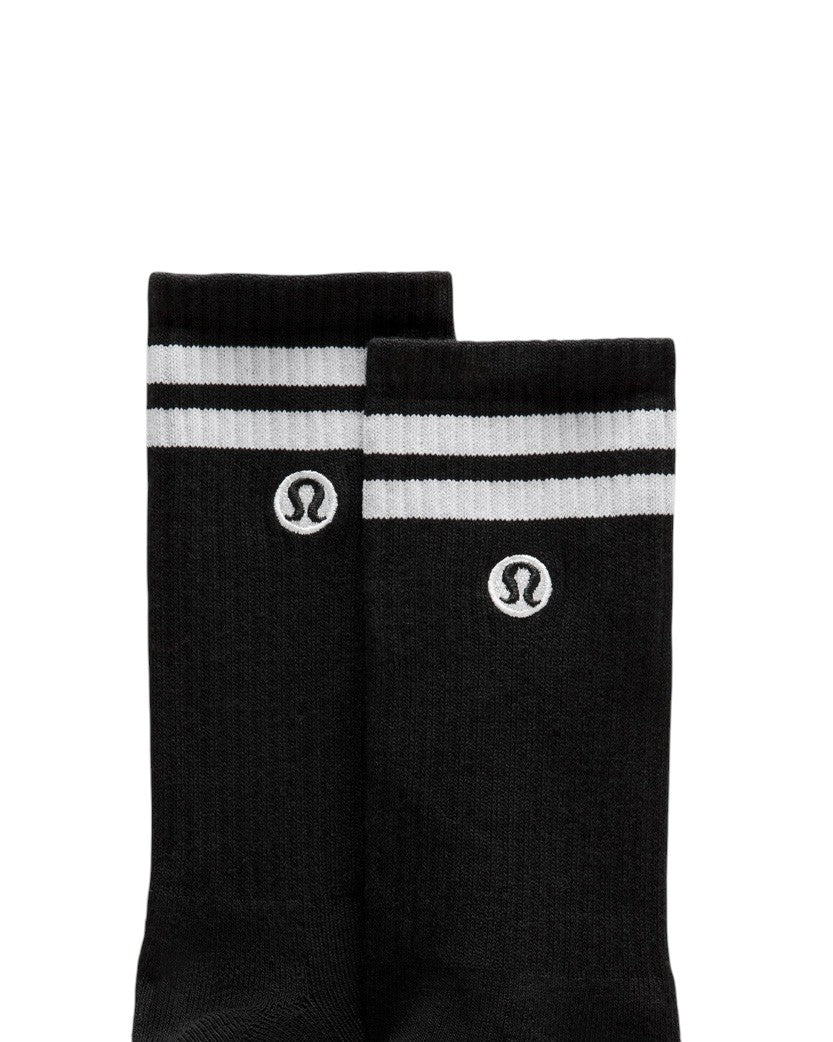 Lululemon Unisex Daily Essential Crew Socks Stripe Black/White