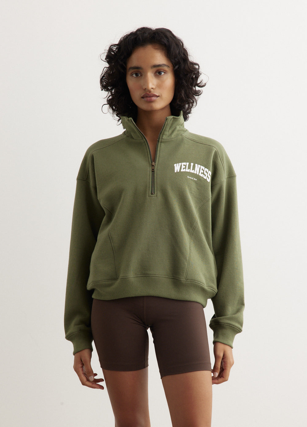 Sporty & Rich Wellness Ivy Quarter Zip Sweatshirt Moss