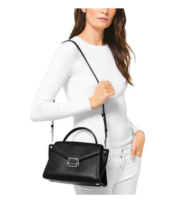 Michael Kors Whitney Medium Leather Satchel Black