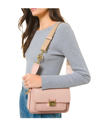 Michael Kors Bradshaw Medium Leather Messenger Bag in Soft Pink