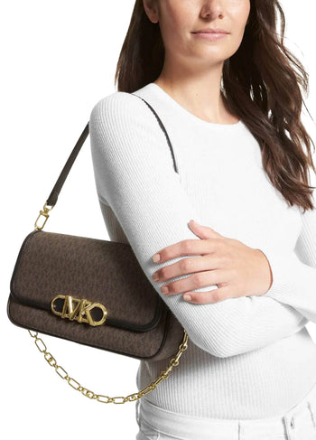 Michael Kors Parker Medium Leather Shoulder Bag Brown