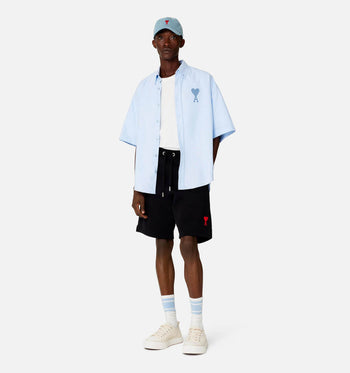 AMI Paris Embroidered-logo Track Shorts Black