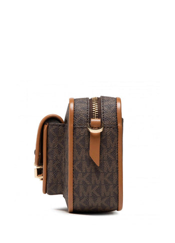 Michael Kors Bradshaw Medium Logo Camera Bag Brown Edging Brown