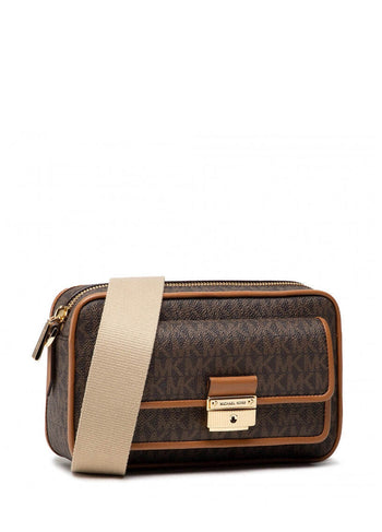 Michael Kors Bradshaw Medium Logo Camera Bag Brown Edging Brown