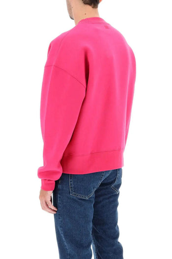 AMI Paris Oversized Cotton Fleece Sweatshirt Fuchsia