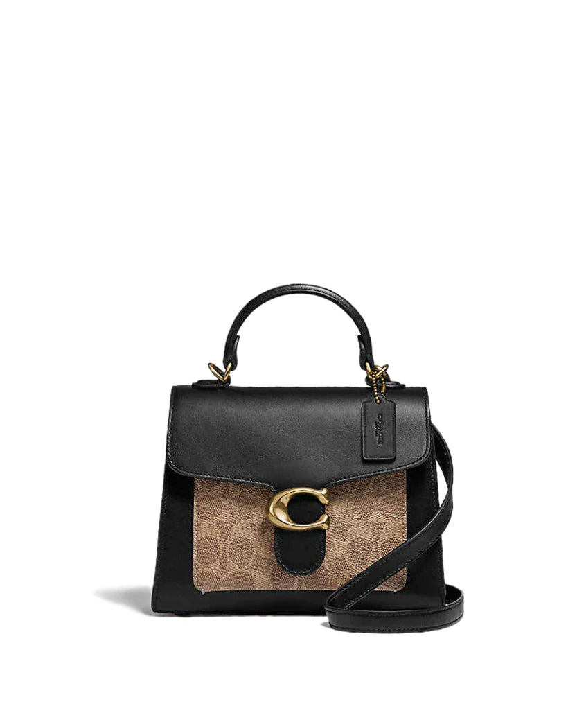 Coach Tabby Top Handle 20 in Signature Canvas Tan Black