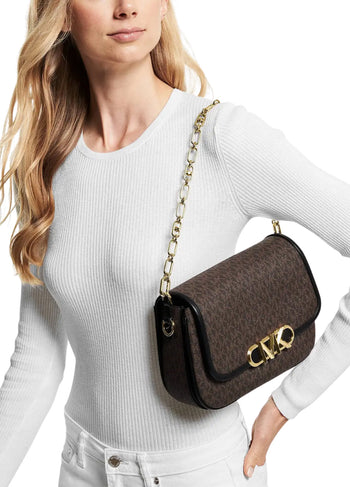 Michael Kors Parker Medium Leather Messenger Bag Brown