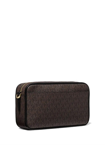 Michael Kors Bradshaw Medium Logo Camera Bag Brown Edging Black
