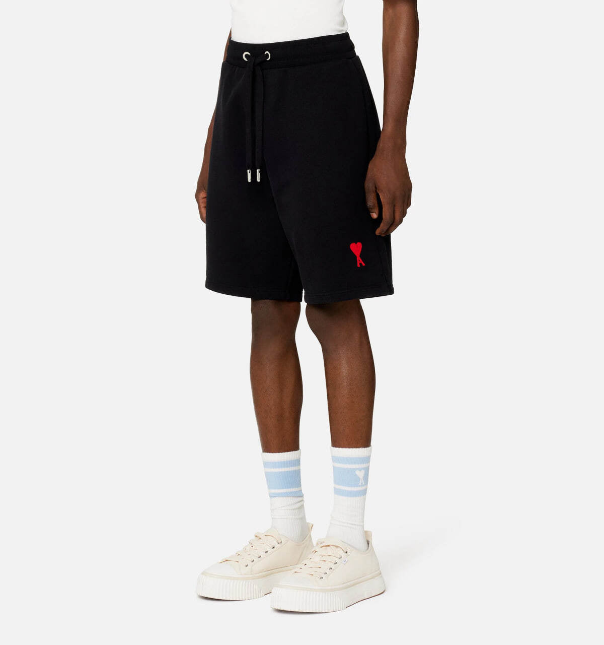 AMI Paris Embroidered-logo Track Shorts Black