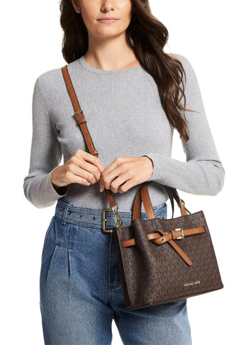 Michael Kors Emilia Small Logo Satchel Brown