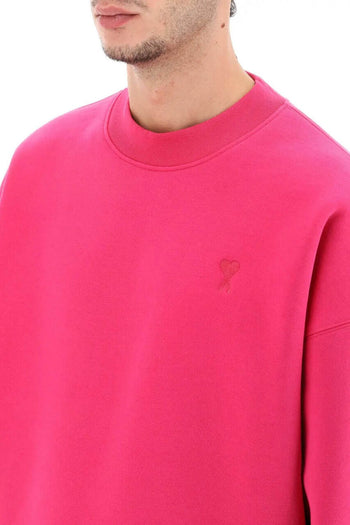 AMI Paris Oversized Cotton Fleece Sweatshirt Fuchsia