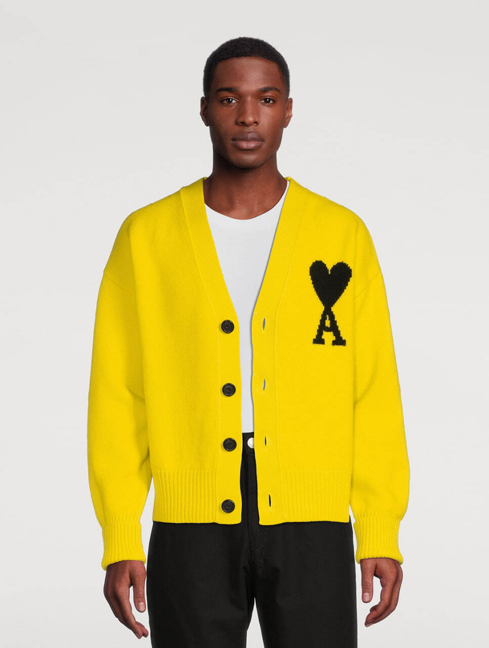 AMI Paris Ami de Coeur Cardigan Yellow