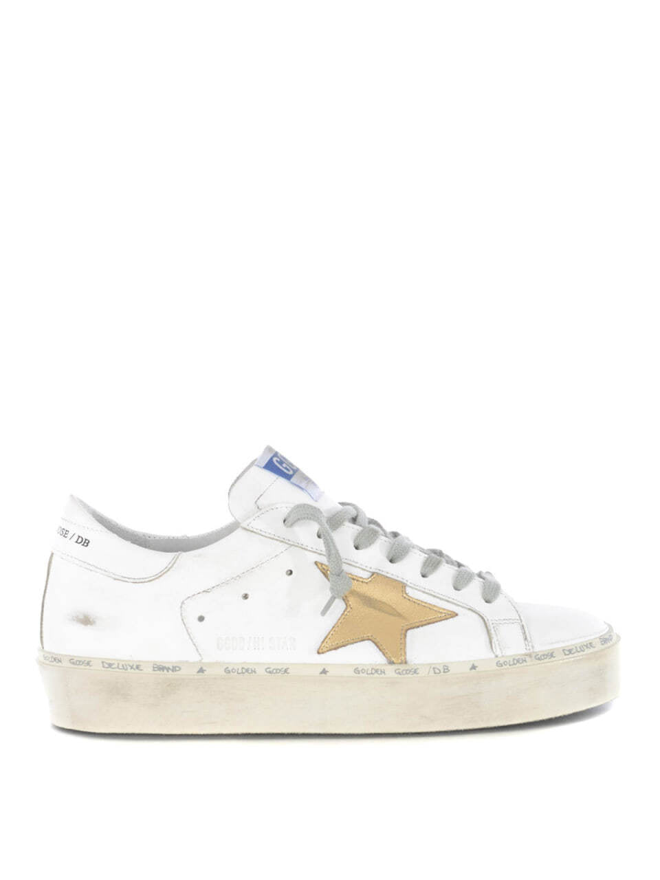 Golden Goose Hi Star White and Gold Leather Sneakers