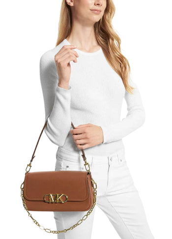 Michael Kors Parker Medium Leather Shoulder Bag Luggage