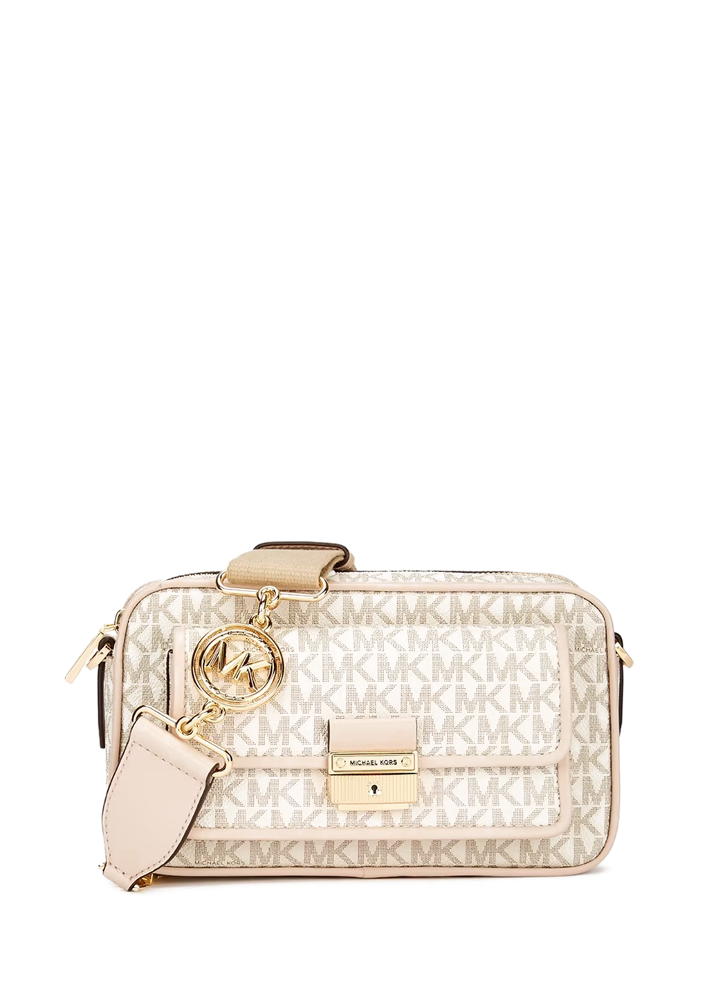 Michael Kors Bradshaw Medium Logo Camera Bag Neutrals Edging Pink