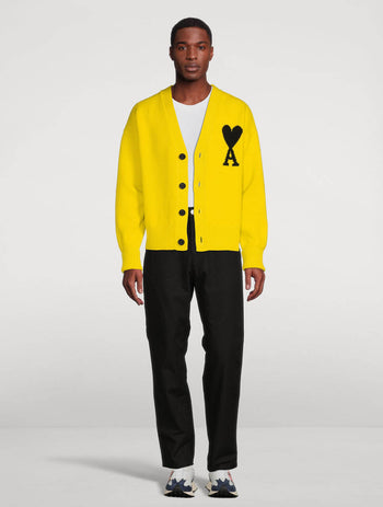 AMI Paris Ami de Coeur Cardigan Yellow