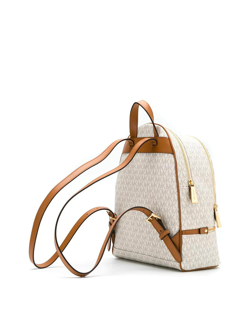 Michael Kors Signature Rhea Zip Backpack Medium Vanilla