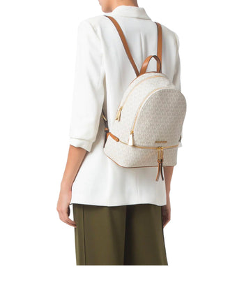 Michael Kors Signature Rhea Zip Backpack Medium Vanilla