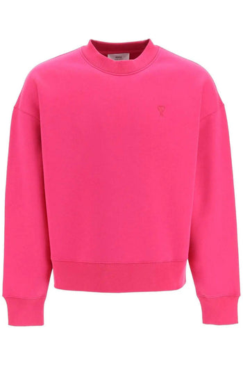 AMI Paris Oversized Cotton Fleece Sweatshirt Fuchsia