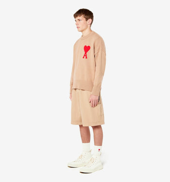 AMI Paris Ami De Coeur Crew-Neck Jumper Khaki
