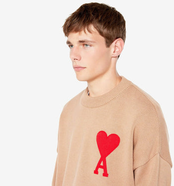AMI Paris Ami De Coeur Crew-Neck Jumper Khaki