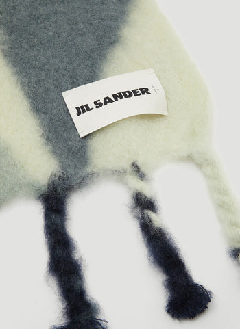 Jil Sander Geometric Mohair-Wool Scarf in Green