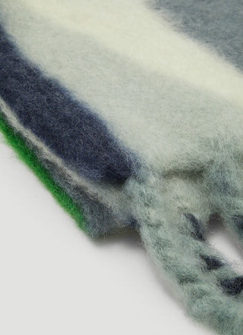 Jil Sander Geometric Mohair-Wool Scarf in Green