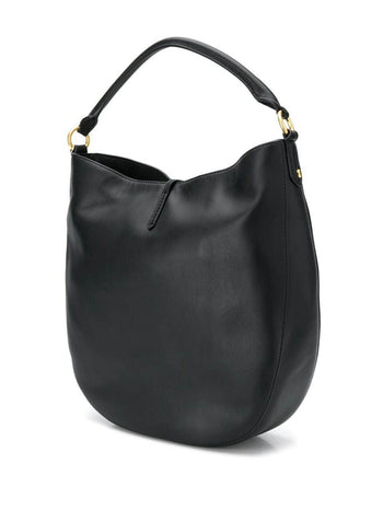 Tory Burch Miller Metal-Logo Slouchy Hobo Black